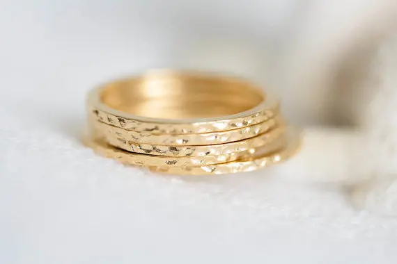 Simple 18K Gold Plated White Gold Plated Rose Gold Plated Three Circle Stackable Rings 1
