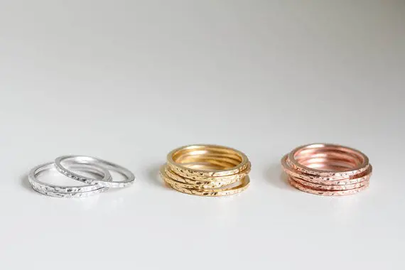 Simple 18K Gold Plated White Gold Plated Rose Gold Plated Three Circle Stackable Rings 2