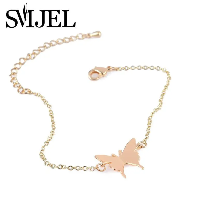 Simple Butterfly Charm Bracelets 18K Gold Plated Link Chian Animal Jewelry B031 1