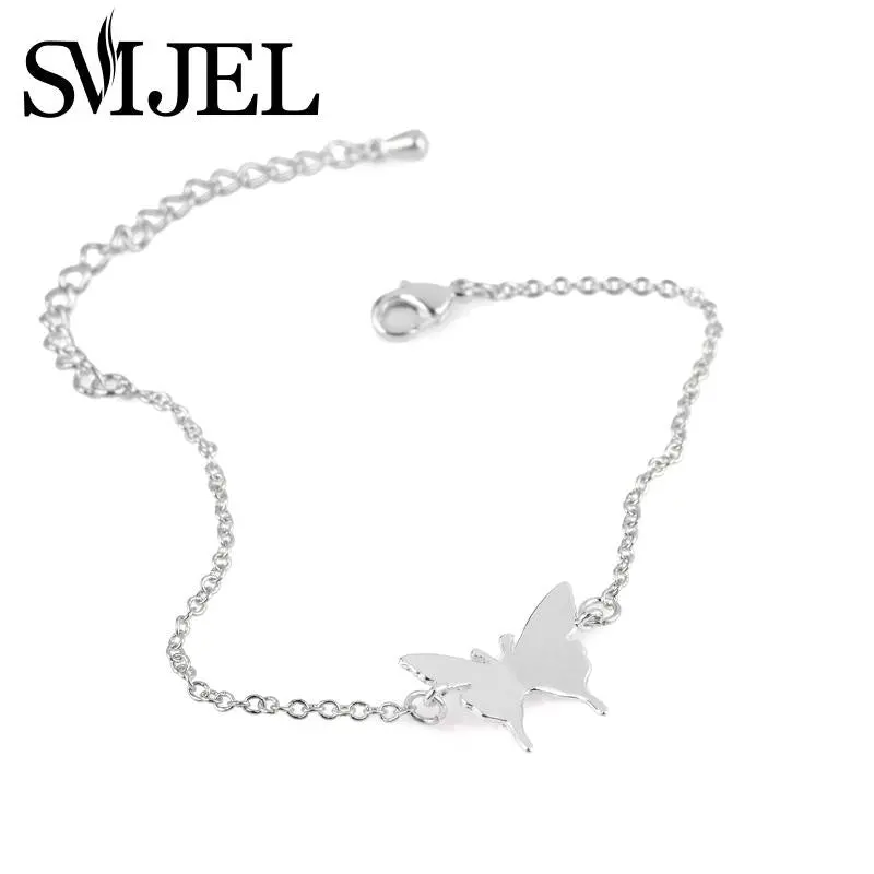 Simple Butterfly Charm Bracelets 18K Gold Plated Link Chian Animal Jewelry B031 2