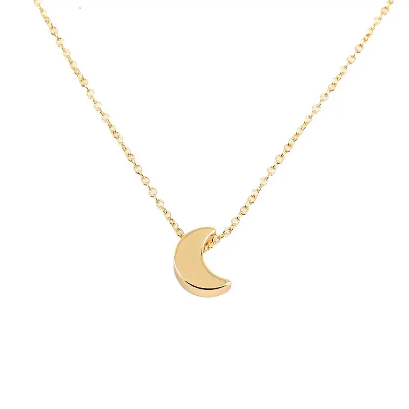 Simple Crescent Moon Penant Necklace Plain Half Moon Long Necklaces Gifts 10Pcs-N219 1