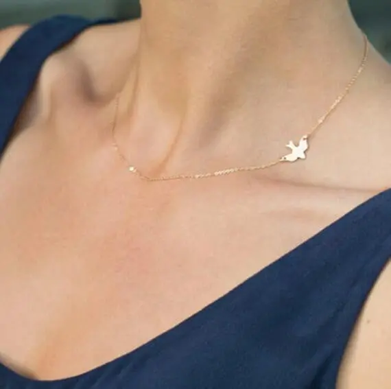 Simple Cute Animal Bird Necklace Small Dainty Dove Necklaces 30Pcs-N218 1
