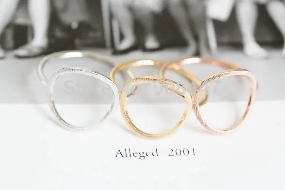 Simple Gold Silver Rose Open Round Rings Brushed Circle Rings Trendy Alloy Round Party Wedding Bands Rings 1
