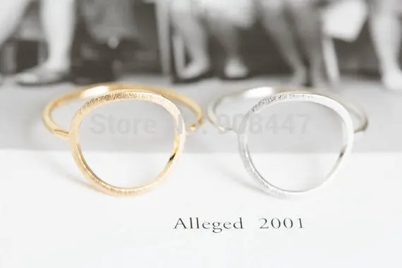 Simple Gold Silver Rose Open Round Rings Brushed Circle Rings Trendy Alloy Round Party Wedding Bands Rings 2
