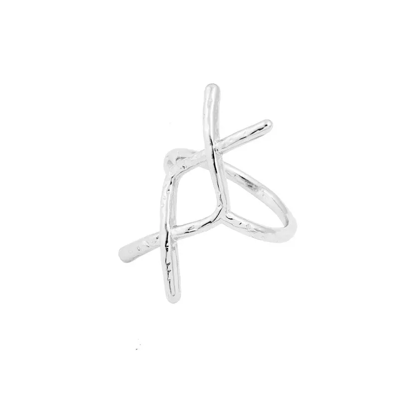 Simple Hammered Statet Rune Ring Pinky Xx Letter Rings R094 2