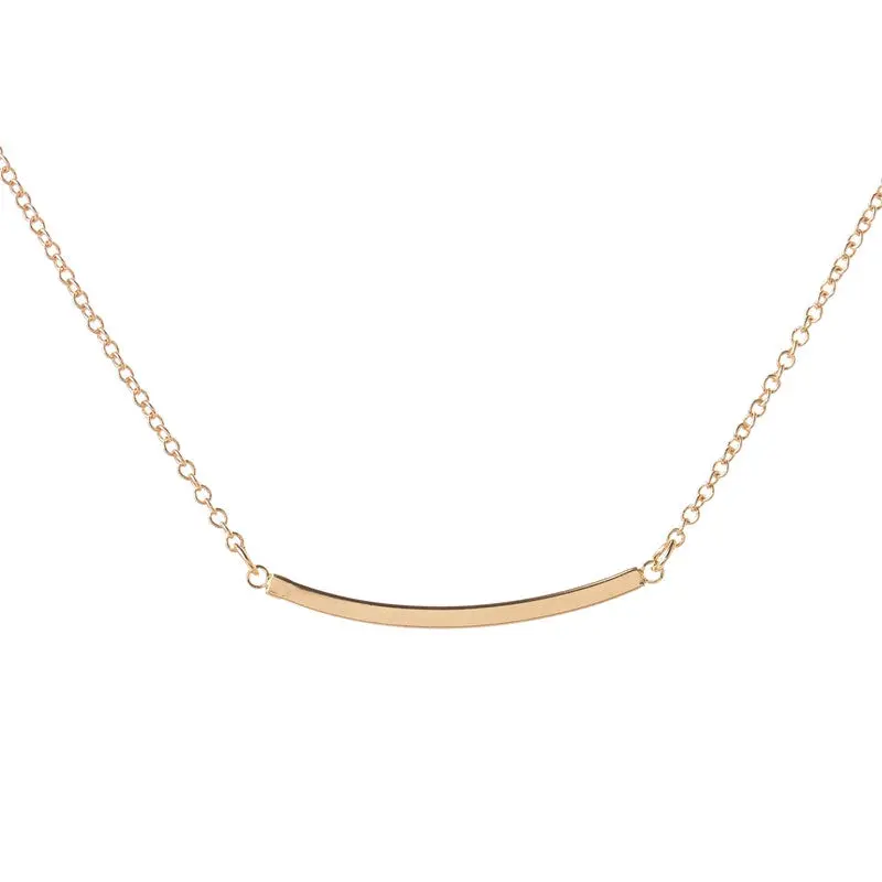 Simple Jewelry Floating Charm Young Chain Bent Curved Bar Necklace Tiny Necklace 30Pcs-N105 1