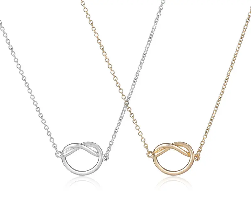 Simple Love Heart Knot Pendant Necklace Party Girls Necklace 10Pcs-N176 2