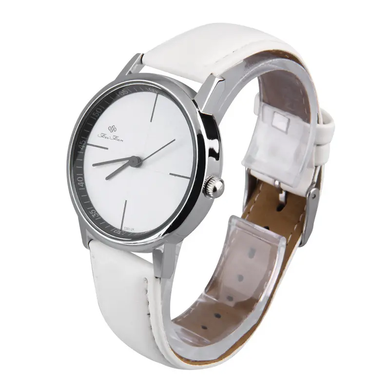 Simple Round Dial Quartz Pu Leather Strap Band Analog Wrist Watch Braceletwowen Casual Wristwatch Whiteblack 1