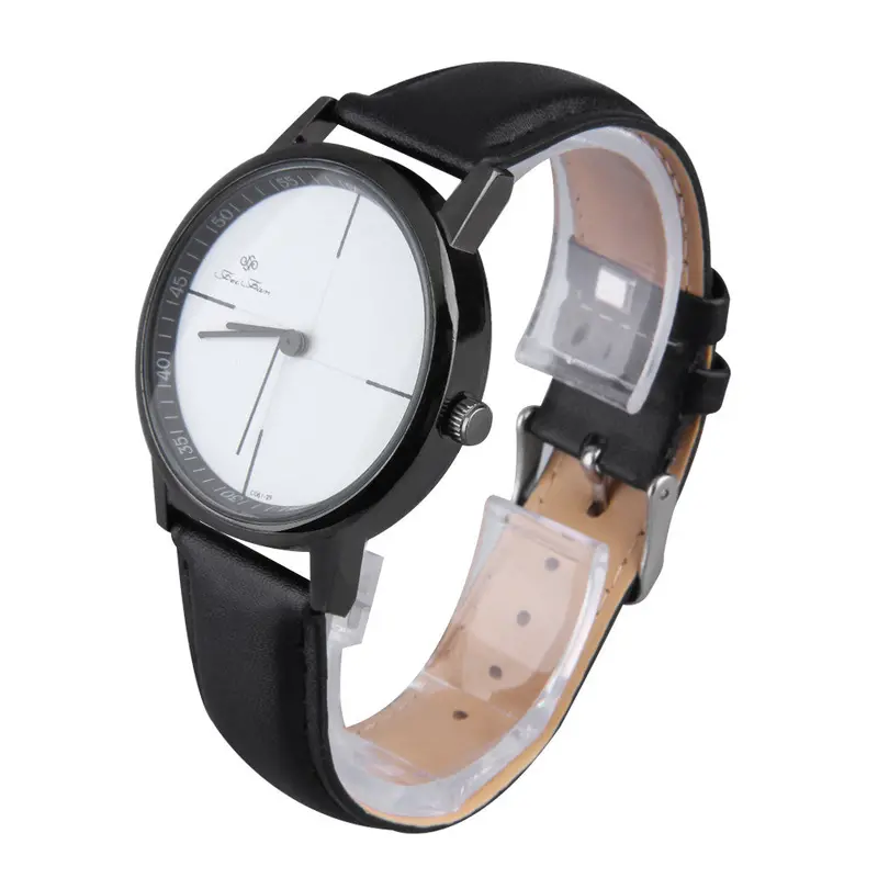 Simple Round Dial Quartz Pu Leather Strap Band Analog Wrist Watch Braceletwowen Casual Wristwatch Whiteblack 2