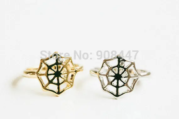 Simple Spider Web Knuckle Ring,Pinky Cobweb Ring,Midi Web Rings R134 1