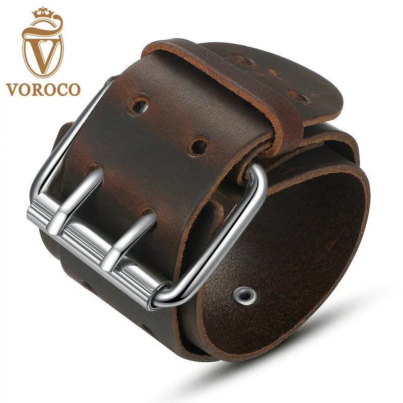 Simple Wide Leather Bracelet With Alloy Clasp Buckle Fashion Men Bracelets Best 0338-1 1