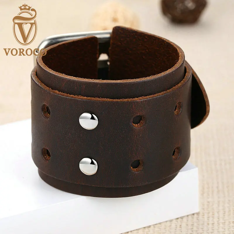 Simple Wide Leather Bracelet With Alloy Clasp Buckle Fashion Men Bracelets Best 0338-1 2