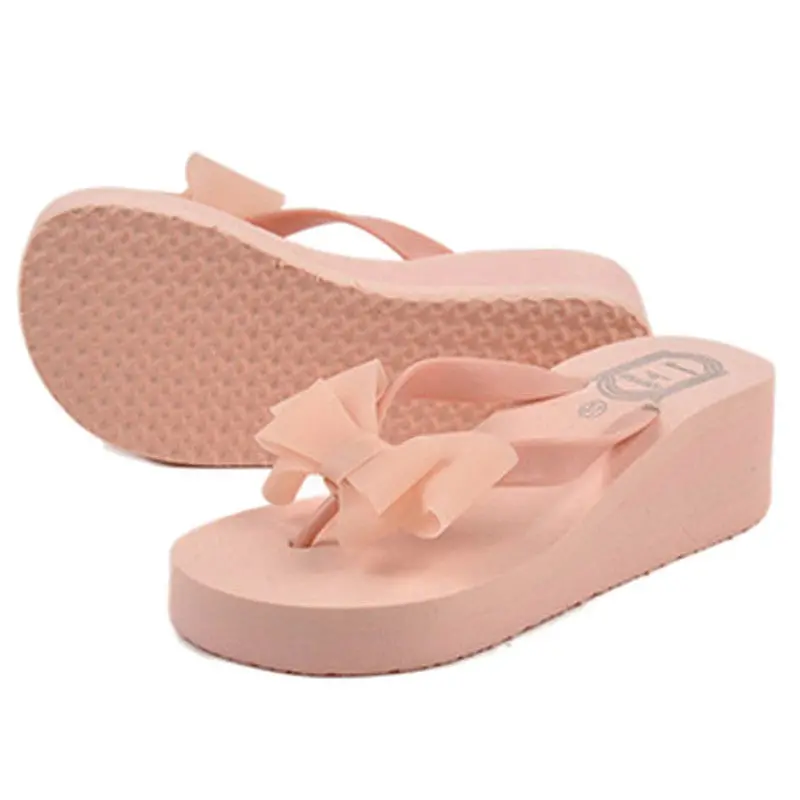 Simple Women Bowknot Sal Platform Wedges Flip Flops Home Slippers Shoeslady Slippers House Slippers 1