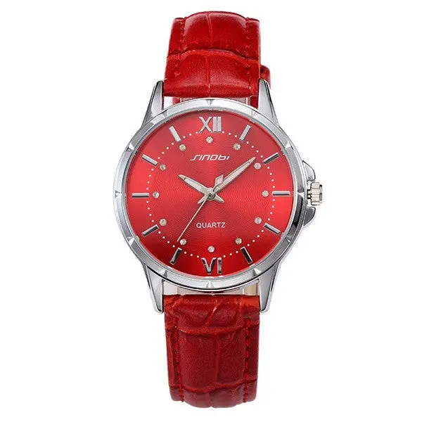 Sinobi Ladyrhinestone Wristwatch Leather Strap Business Quartz Watch 1