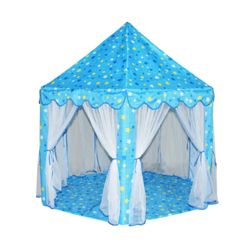 Six Large Angle Princess Castle Tulle Children Toy Play House Large Game Room Tent Puzzle Outdoor Tent Toy Pink Blue 1