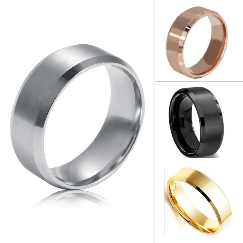 Size 5-14 Stainless Steel Rings For Men Women Wedding Band Silver Black Gold Rose 8Mm Ring Y8 1