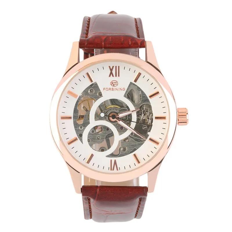 Skeleton Sport Clock Business Automatic Mechanical Self Windwrist Luxury Watch Pu Leather Band 3