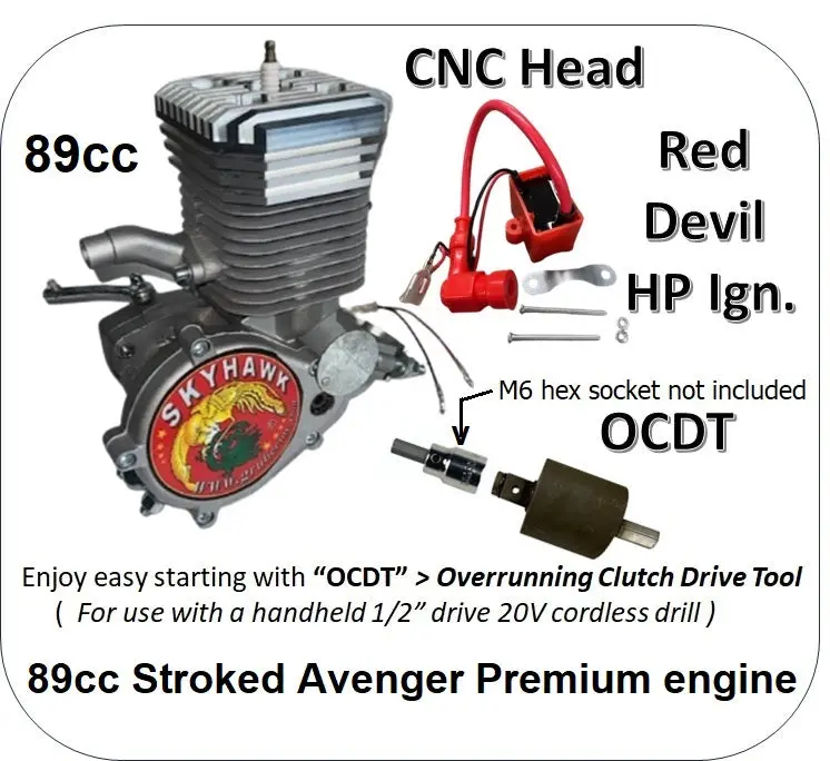Skyhawk Avenger 89-Es > Premium Easy Start Engine > With 42Mm Stroke Crank = 89Cc / Ocdt Included. 1