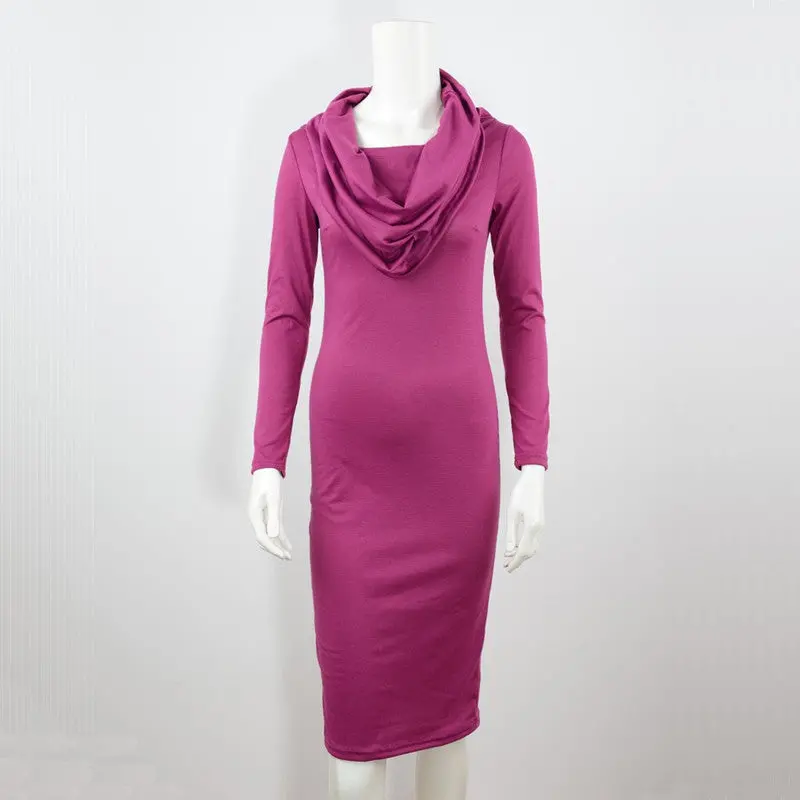 Slash Neck Dress Sexy Wrap Bodycon Dress Ladies Knee-Length Long Sleeve Women Dress Slim Knitted Robe Femme 1