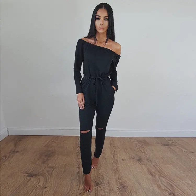 Slash Neck Long Pants Jogging Suit Plus Size Women Rompers Jumpsuit Bodysuit Lx220 1