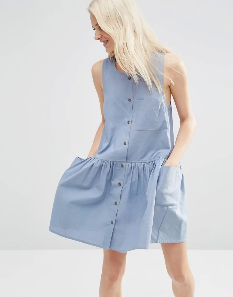 Sleeveless Casual Dress Teenage Button Loose Dress Plus Size Simple Junior Student Girls Dresses 1