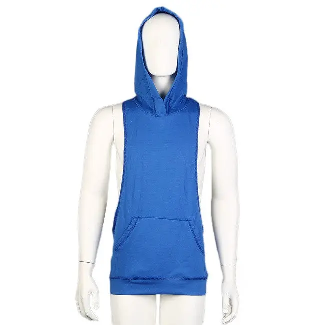 Sleeveless Cotton Hooded Vest – European-Inspired Bodybuilding Top in 4 Solid Colors