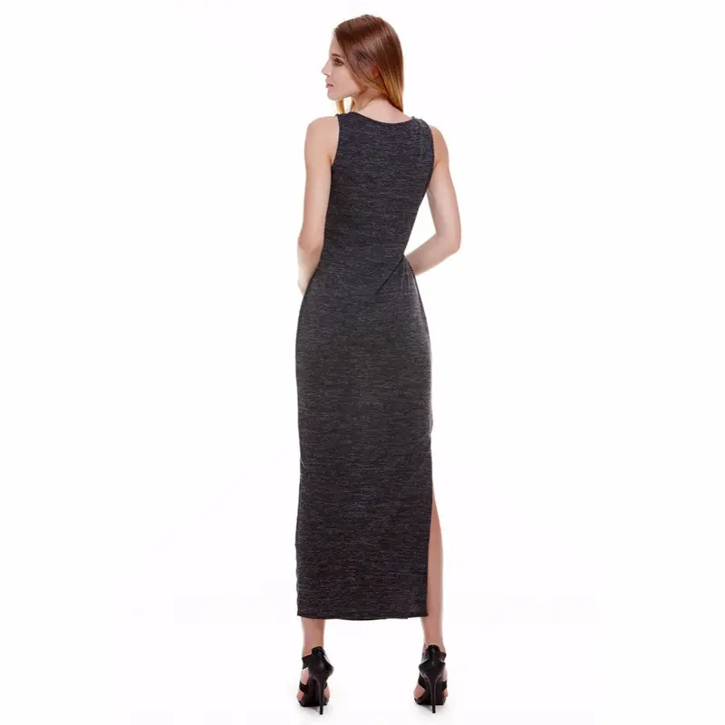 Sleeveless Dresses Letter Print Sexy Slim Dresses Sheath Side Split Women Dresses Vestidos Robes 4