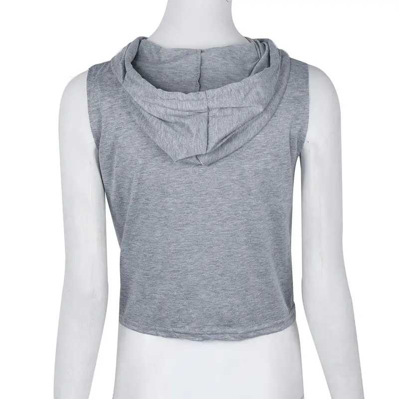 Sleeveless Gray Loose Tshirt Pullover Cropped Tops Women Tank Top Vest Fitness Casuals Stretch Women's Tanks 3