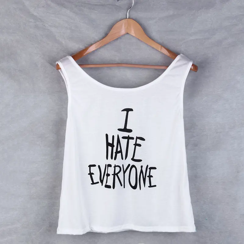 Sleeveless Printed 'I Hate Everyone' Tank Top Camisole Pullovers Nieuwe Vrouwen Tank Europa Mouwloze O-Hals Tees 1