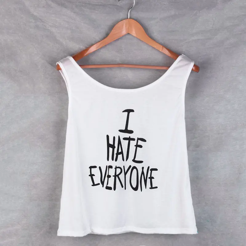Sleeveless Printed 'I Hate Everyone' Tank Top Camisole Pullovers Nieuwe Vrouwen Tank Europa Mouwloze O-Hals Tees 2