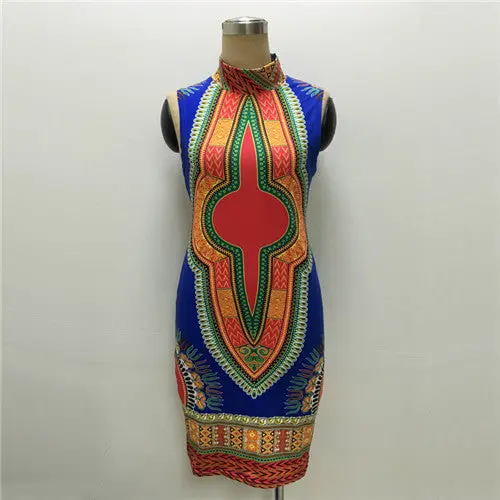 Sleeveless Tribal Print Dress Sexy Slim Bodycon Dress Plus Size Ethnic Printed Mini Dresses For Women Ladies 1