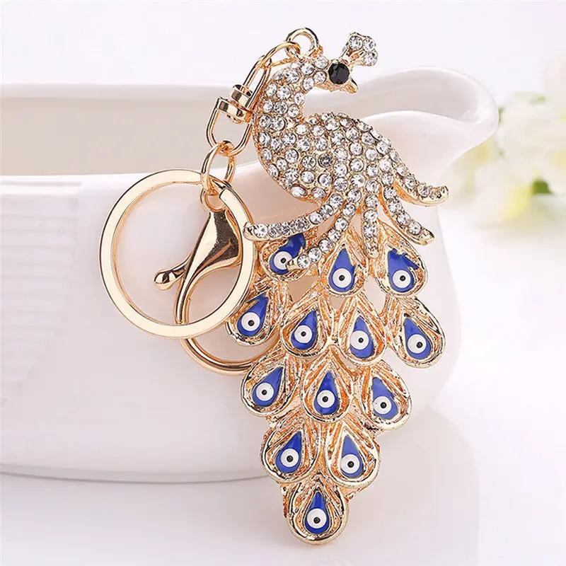 Sleutelhanger Peacock Rhinestone Keychain Bag Handbag Key Ring Car Key Small Pendant Porte Clef Fastshipping Feida 1