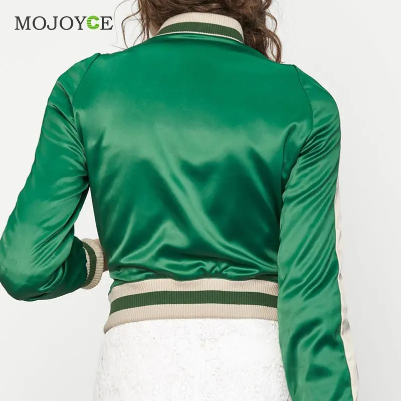 Slim Autunm Embroidered Baseball Jacket Women Short Zip Outerwear Women Embroidered Coats Baseball Coat Trendy Bomber Jacket 7