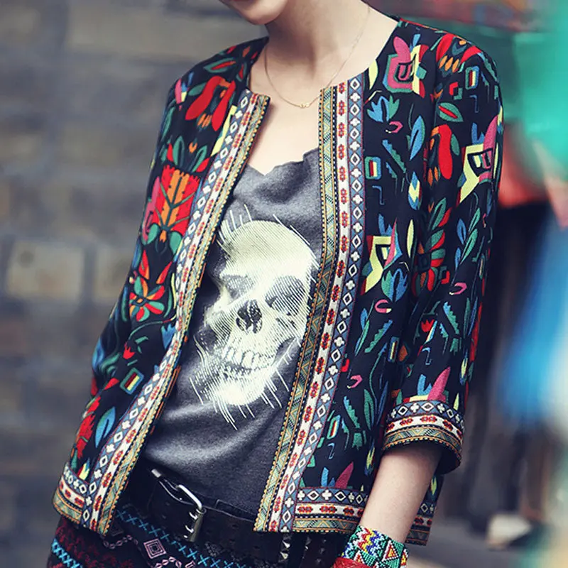 Slim Autunm Embroidered Jacket Vintage Floral Chaquetas Bordadas Etnicas Mujer Florales Ethnic Jackets Women Embroidered Coats 1
