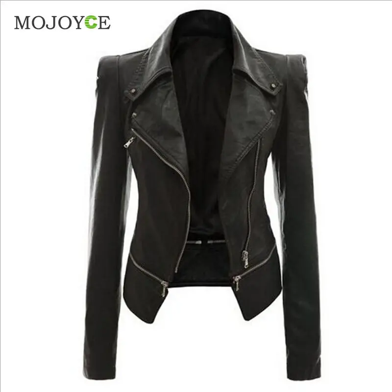 Slim Biker Motorcycle Women Leather Jacket Coats Pu Soft Faux Leather Jacket Women Zipper Black Biker Jacket Jaqueta Feminina 1