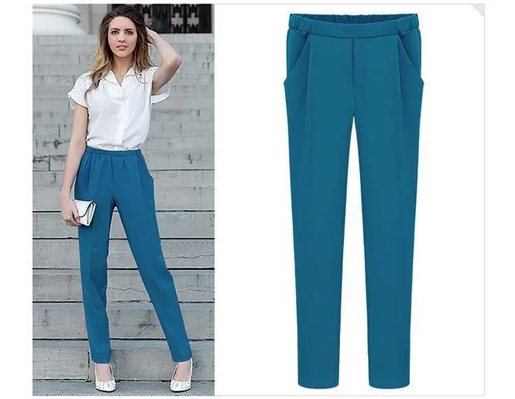Slim Elegant Colorful Women's Pencil Pants Plus Size Ladies Causal Harem Pants Trousers Girls Clothing J2511 4