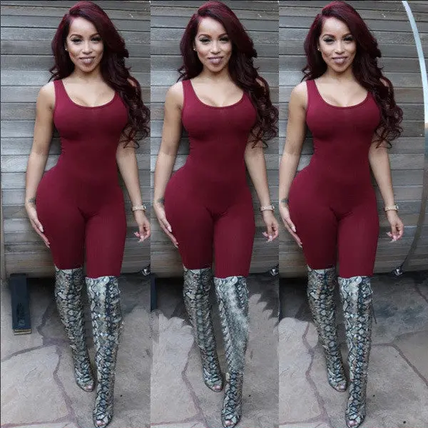 Slim-Fit Backless Sleeveless Jumpsuit for Women – Clubwear Romper in Plus Sizes