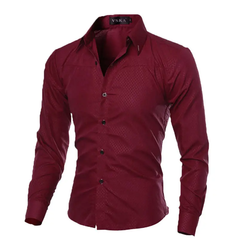 Slim-Fit Long-Sleeve Dress Shirt for Men – Modern Casual Button-Down Top