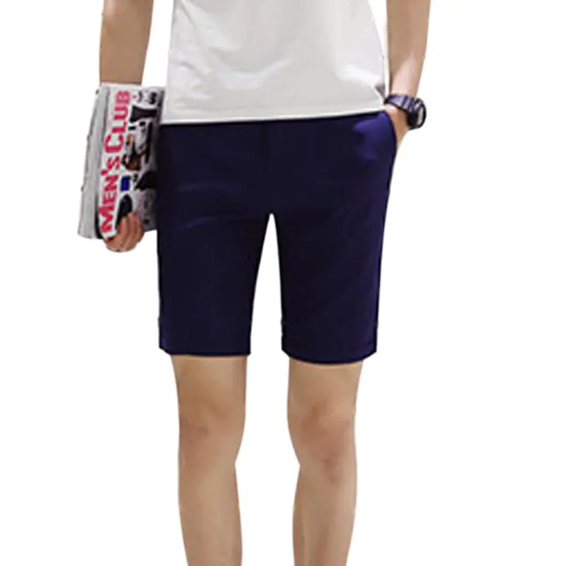 Slim Fit Men Short Style Dress Length Solid Men Thin Casual Shorts Cotton Trousers Knee Length Shorts 3