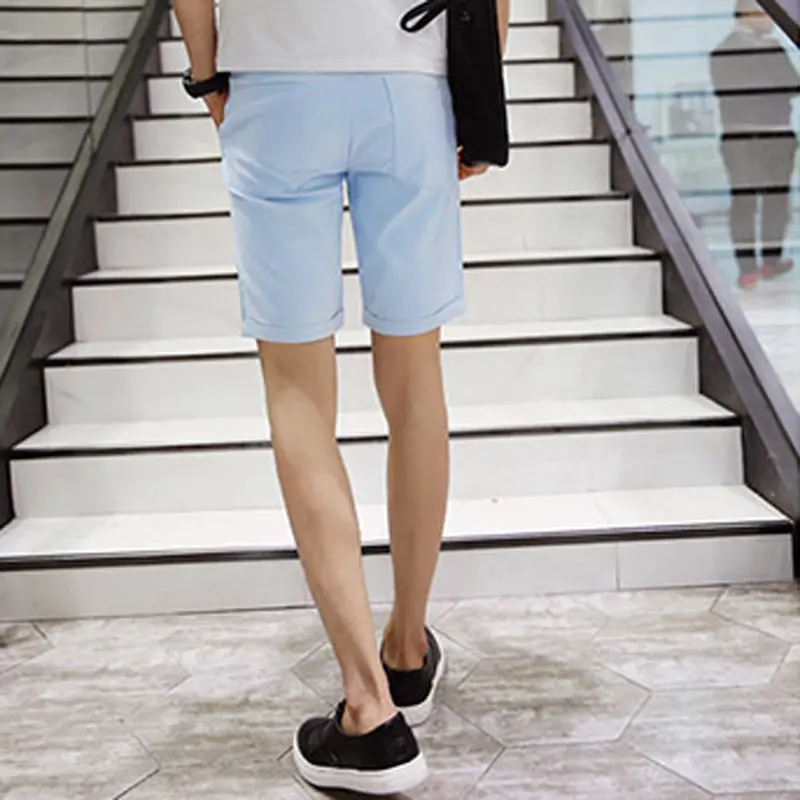 Slim Fit Men Short Style Dress Length Solid Men Thin Casual Shorts Cotton Trousers Knee Length Shorts 6
