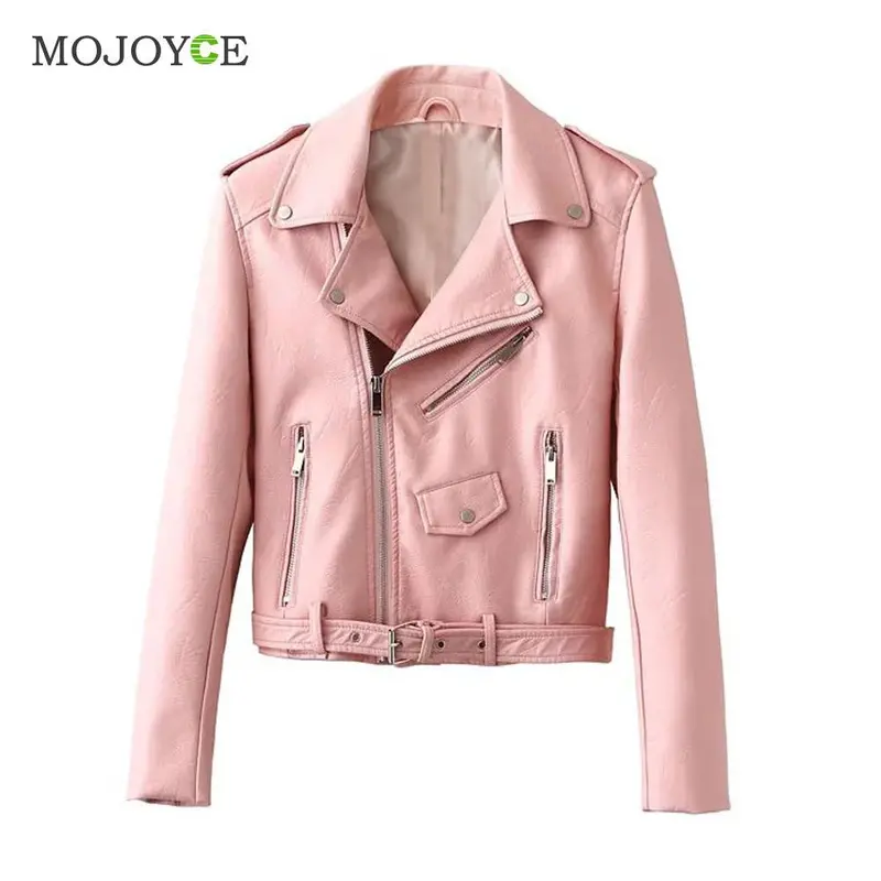 Slim-Fit PU Leather Biker Jacket for Women – Short Zippered Motorcycle-Inspired Outerwear