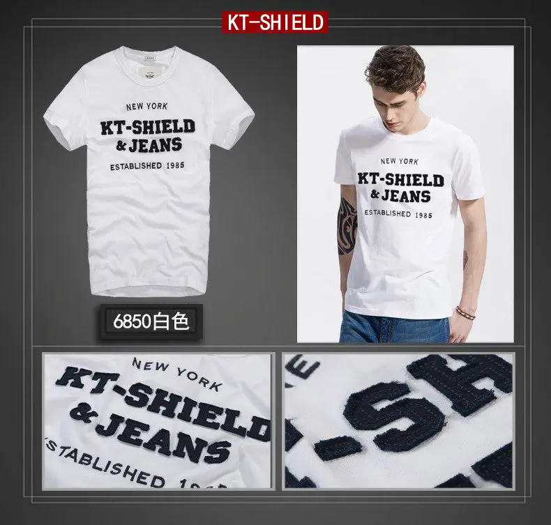 Slim-Fit Short-Sleeve Cotton T-Shirt for Men – Embroidered Casual Tee
