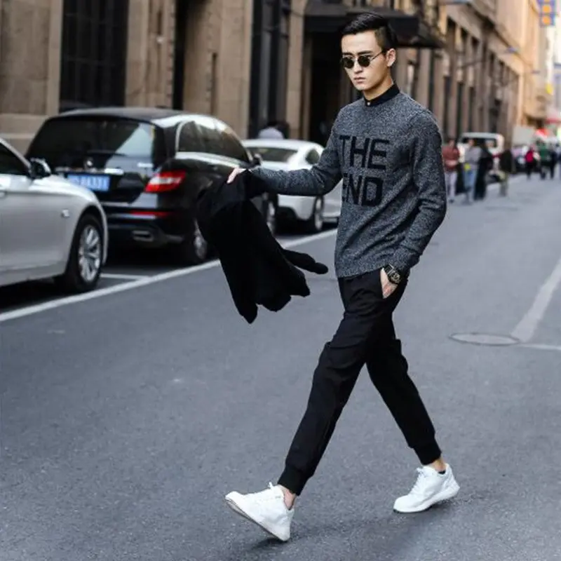 Slim Fit Soft Sweatpants Pantship Hop Casual Clothes Clothing Popular Street Black Pencil Pants Style 4