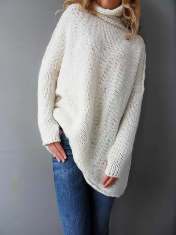 Slim-Fit Turtleneck Sweater for Women – Warm, Long-Length Layering Top in Four Versatile Colors
