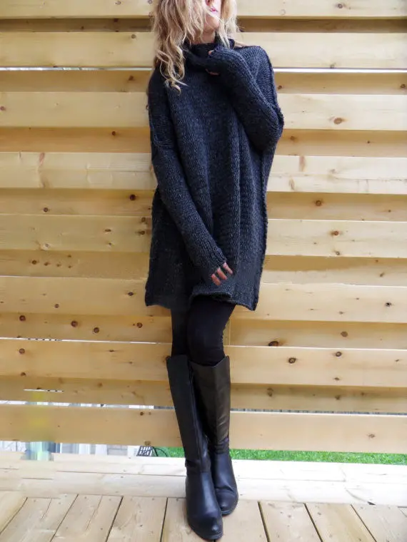 Slim-Fit Turtleneck Sweater for Women – Warm, Long-Length Layering Top in Four Versatile Colors