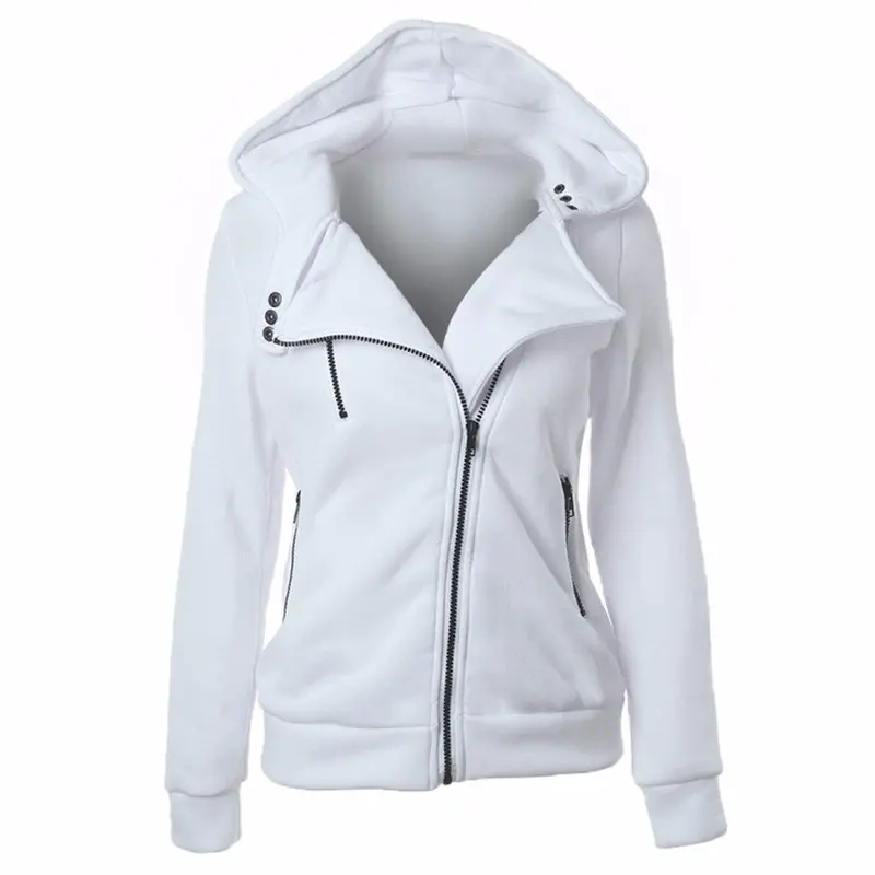 Slim-Fit Zip-Up Hoodie – Fall Season Solid Sweatshirt Jacket for Women