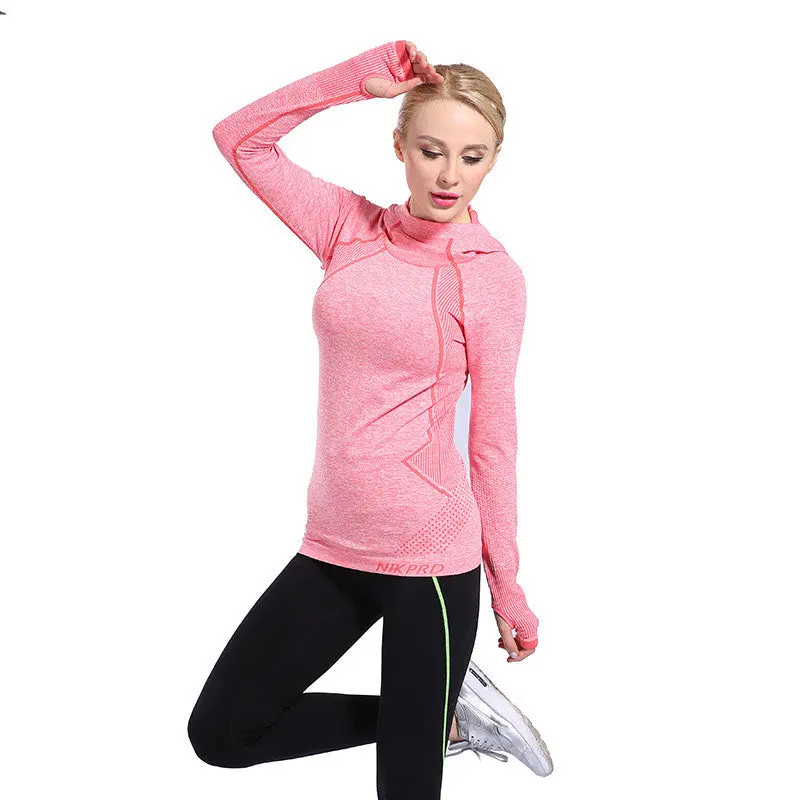Slim Stretch Sportwear Sweatshirt With Hood Long Sleeve Women Tops Casual Outwear Sport Tracksuit For Women 5
