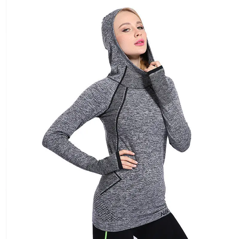 Slim Stretch Sportwear Sweatshirt With Hood Long Sleeve Women Tops Casual Outwear Sport Tracksuit For Women 7