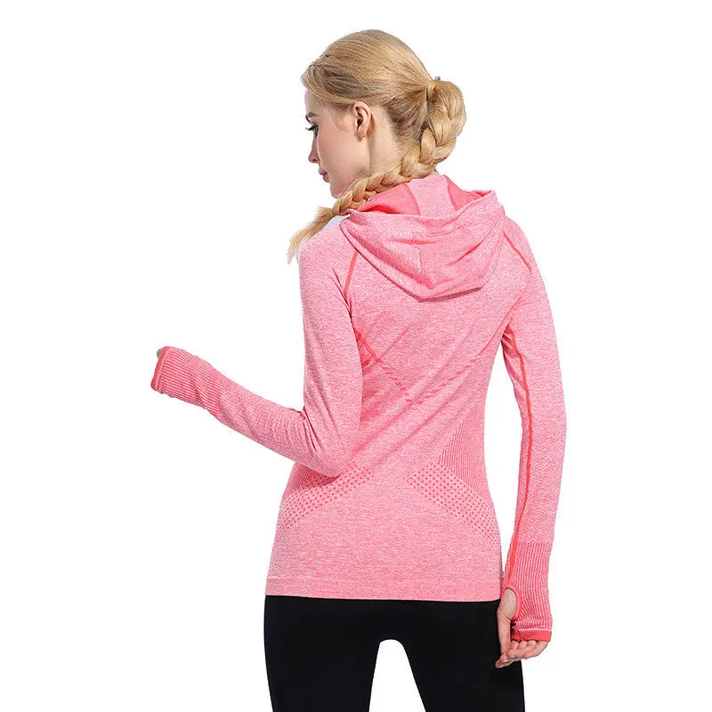 Slim Stretch Sportwear Sweatshirt With Hood Long Sleeve Women Tops Casual Outwear Sport Tracksuit For Women 7