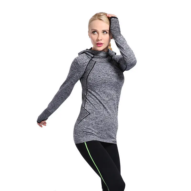 Slim Stretch Sportwear Sweatshirt With Hood Long Sleeve Women Tops Casual Outwear Sport Tracksuit For Women 9